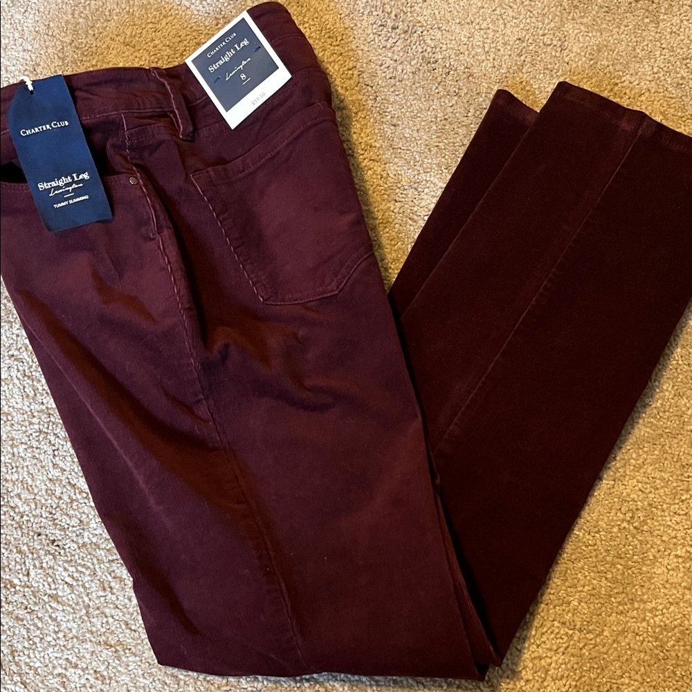 Charter Club Crushed Corduroy Pants in Deep Burgundy